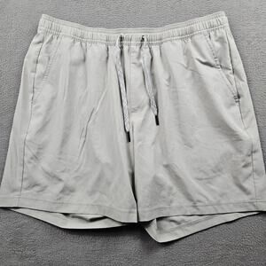 FLX Workout Shorts Men L Grey Polyester Stretch Relaxed Fit Lined